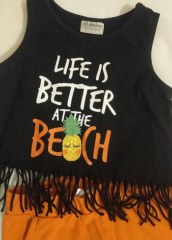 Püsküllü Turuncu Kız Çocuk Takımı - Görsel 2