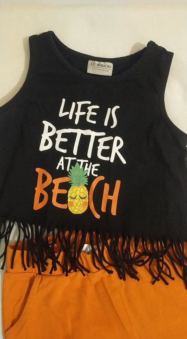 Püsküllü Turuncu Kız Çocuk Takımı - Görsel 2