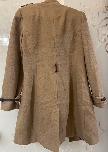 Düğmeli Kahverengi KAŞE  Kadın Kaban - Görsel 4