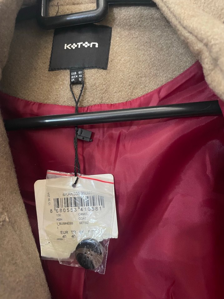 Düğmeli Kahverengi KAŞE  Kadın Kaban - Görsel 3