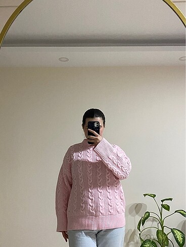 Madmext Pembe Bisiklet Yaka Örme Triko Kazak