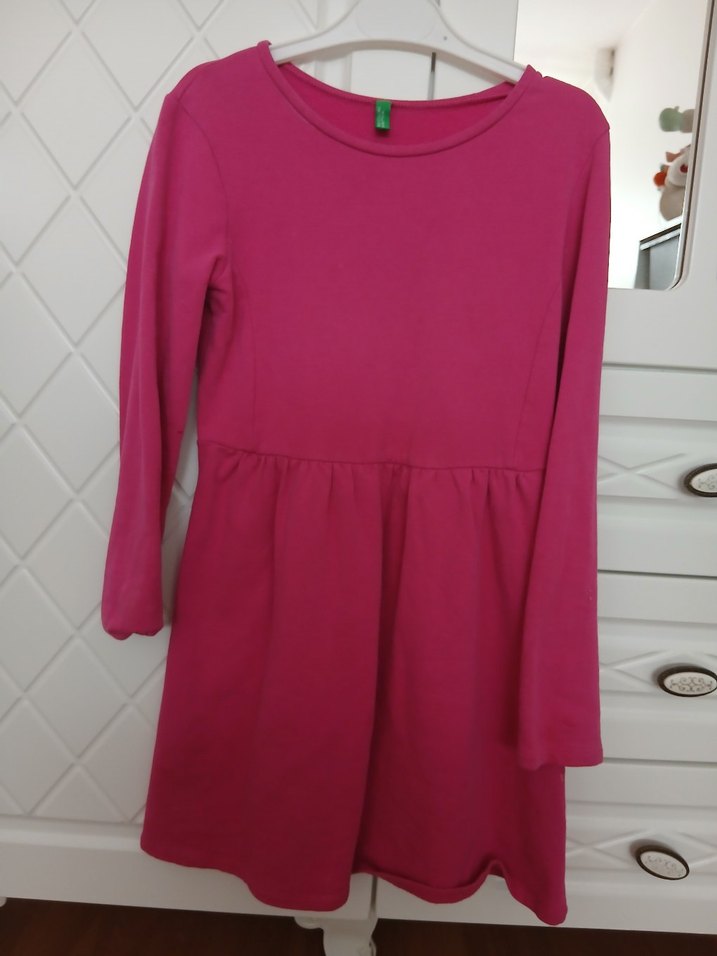 Pembe Uzun Kollu Kız Çocuk Elbise - Görsel 2