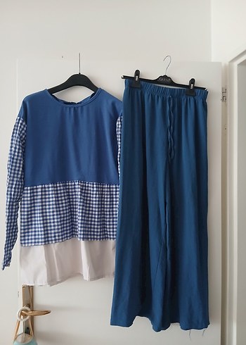 Kadın Mavi Uzun Kollu Rahat esofman Takımı - Görsel 3