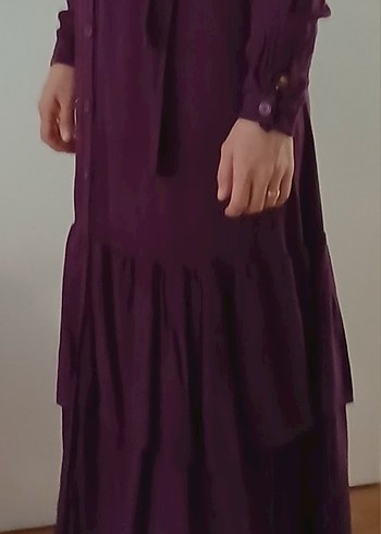 Mor Uzun Kollu Bohem Uzun Elbise - Görsel 6