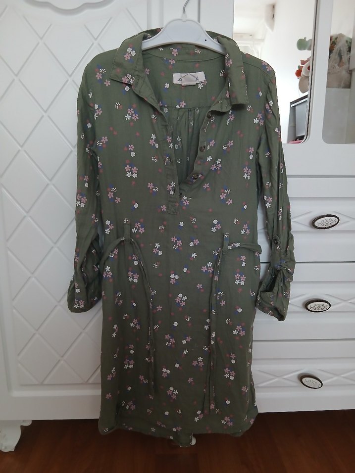 Kadın Haki Desenli Düğmeli Hamile Tunik - Görsel 2