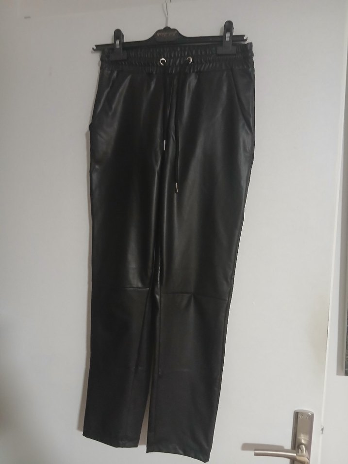 Deri Siyah Kadın Pantolon - Görsel 5
