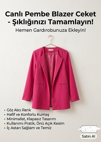 Zara Canli Pembe Blazer Ceket