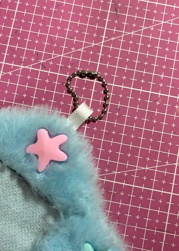 Beden Renk Mavi Yıldız Desenli Peluş Anahtarlık Çerçeve