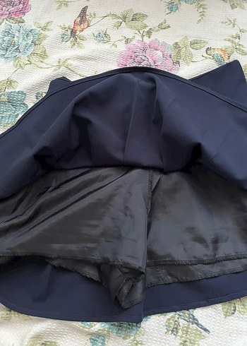 38 Beden Kadın Lacivert Pileli Mini Etek şortlu