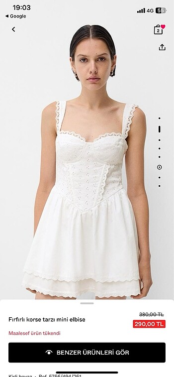 BERSHKA BEYAZ MİNİ ELBİSE