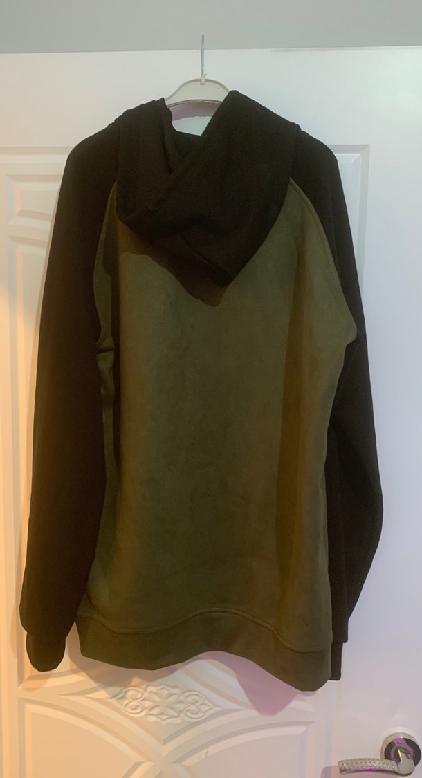 Erkek-kadın Haki Süet Kapüşonlu Sweatshirt - Görsel 3