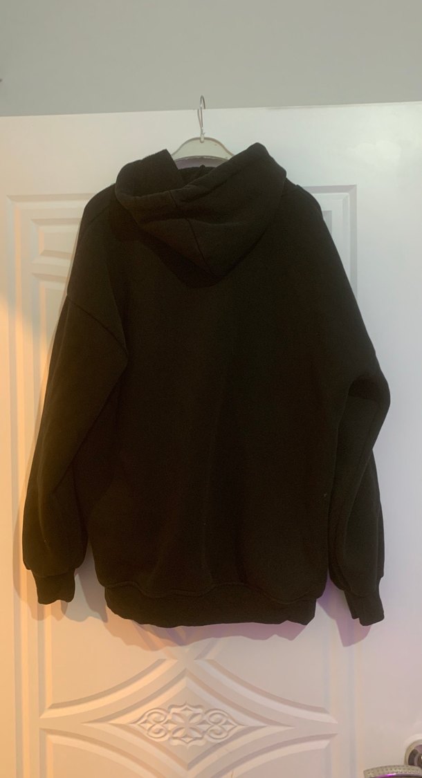 Siyah Kapüşonlu Oversize Sweatshirt - Görsel 3