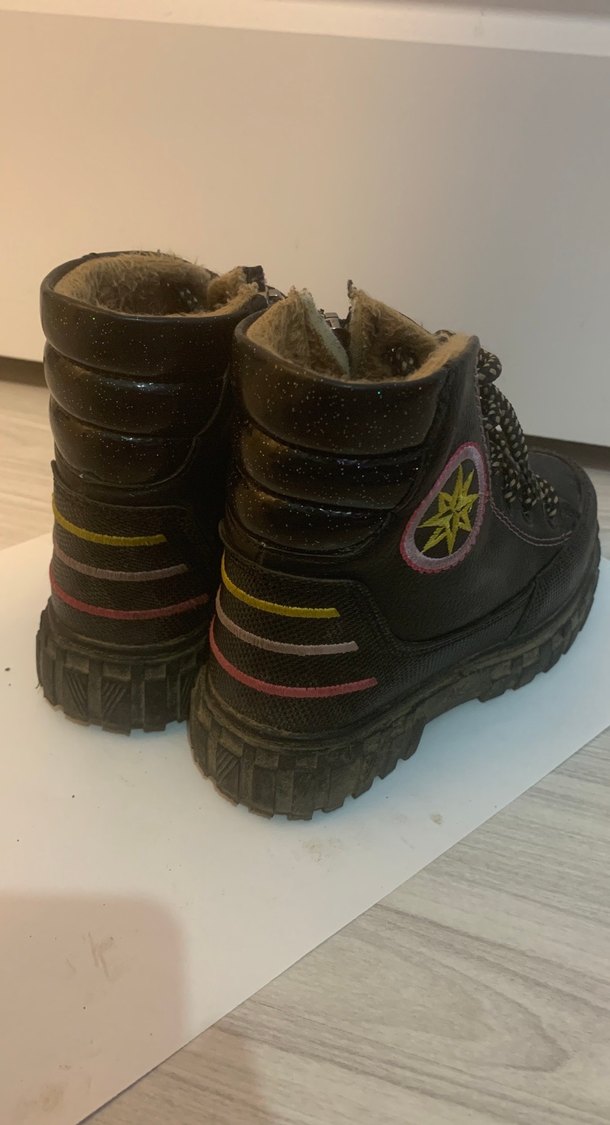 Kızlar için Kahverengi Nakışlı Kürklü Goth Botlar - Görsel 4