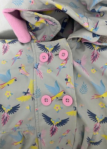 Kız Çocuk Kapüşonlu Desenli Yağmurluk - Görsel 7