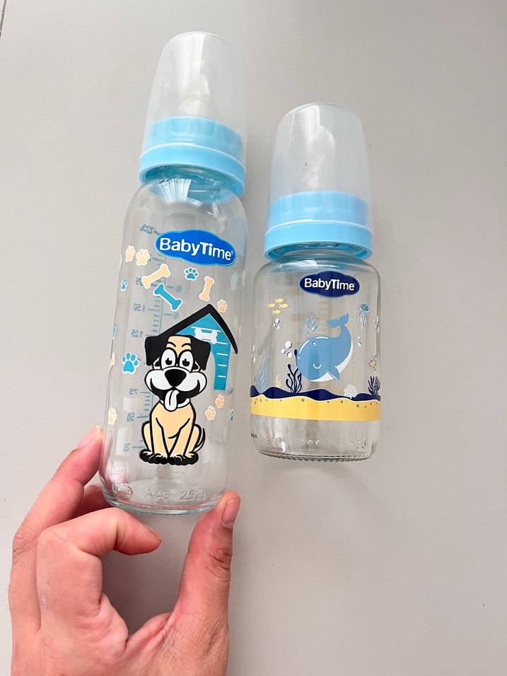 BabyTime Mavi Bebek Biberon Seti cam - Görsel 2
