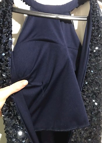 Lacivert Payetli Uzun Abiye Elbise - Görsel 11