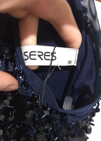 Lacivert Payetli Uzun Abiye Elbise - Görsel 6