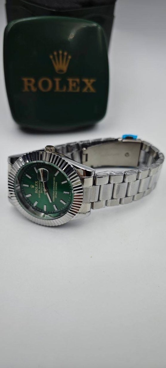 Rolex Erkek Klasik Yeşil Saat - Görsel 5