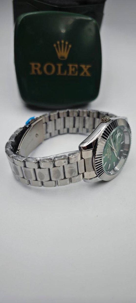 Rolex Erkek Klasik Yeşil Saat - Görsel 4