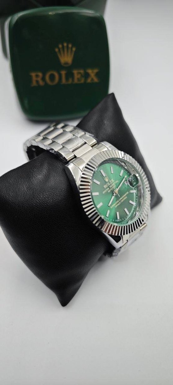 Rolex Erkek Klasik Yeşil Saat - Görsel 3