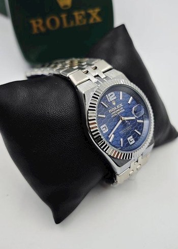 Rolex Mavi Kadranlı Klasik Erkek Saati - Görsel 3