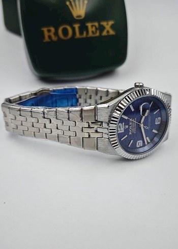 Rolex Mavi Kadranlı Klasik Erkek Saati - Görsel 4