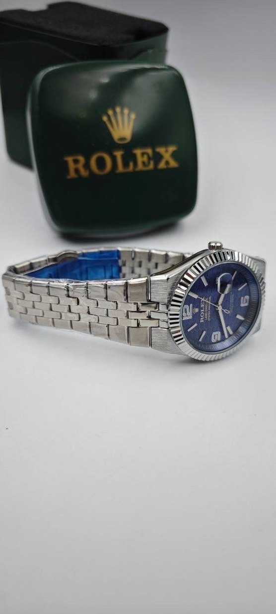 Rolex Mavi Kadranlı Klasik Erkek Saati - Görsel 4