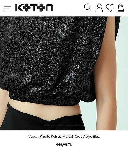 m Beden Koton Siyah-Metalik Crop