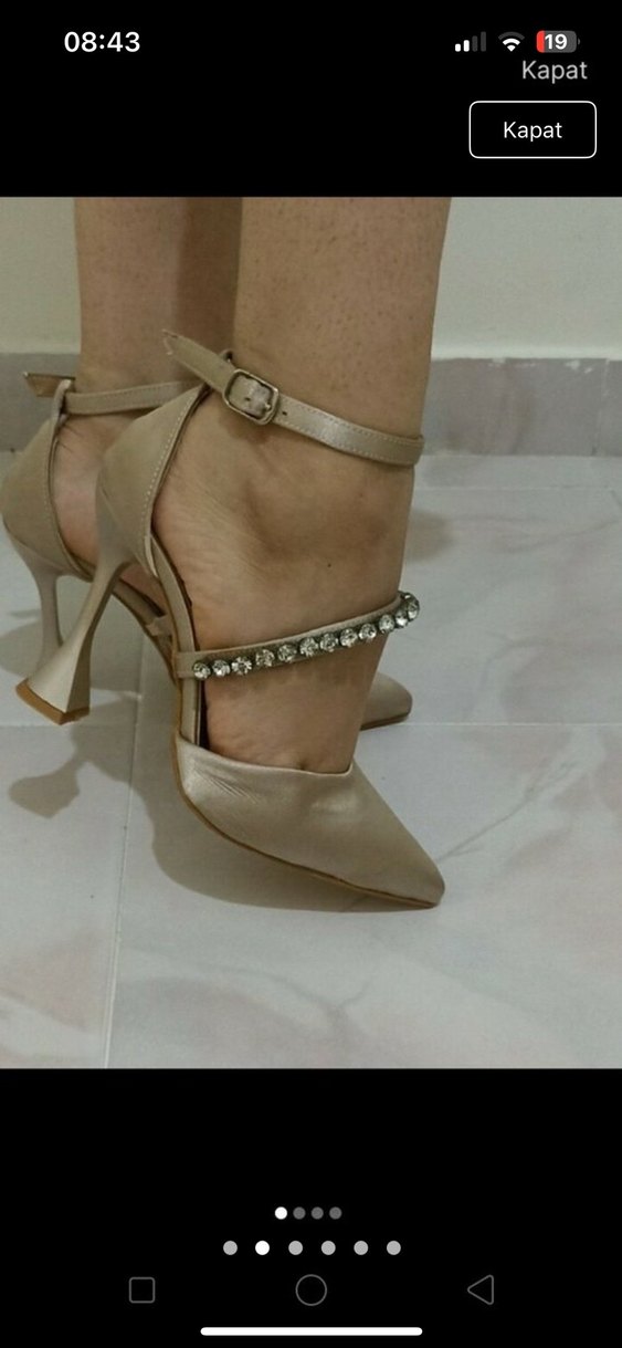 Bej Stiletto Topuklu Kadın Abiye Ayakkabı - Görsel 2