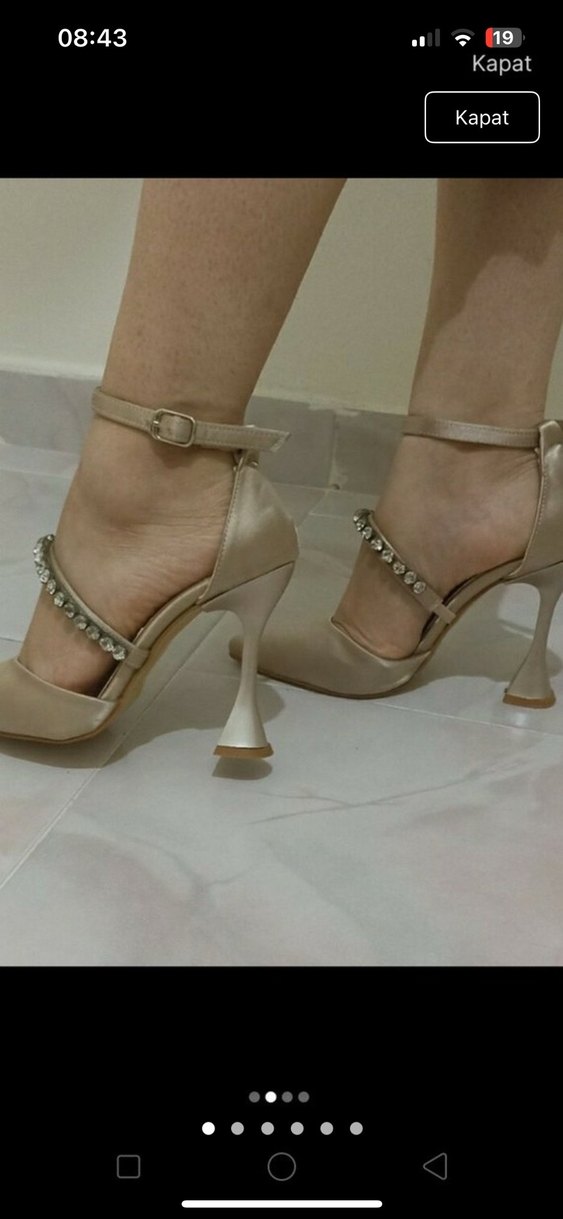 Bej Stiletto Topuklu Kadın Abiye Ayakkabı - Görsel 3