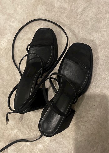 Siyah Yılan Desenli Platform Topuklu Sandalet - Görsel 2