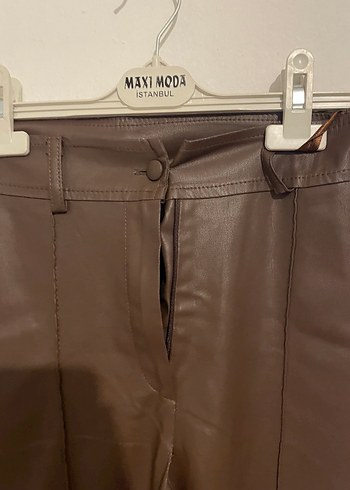 Zara Kahverengi Deri Kadın Pantolon