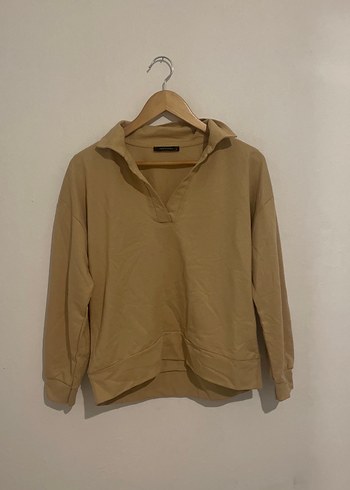 Bej Uzun Kollu Keten Sweatshirt