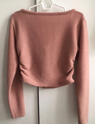 Diğer pembe crop drapeli hırka