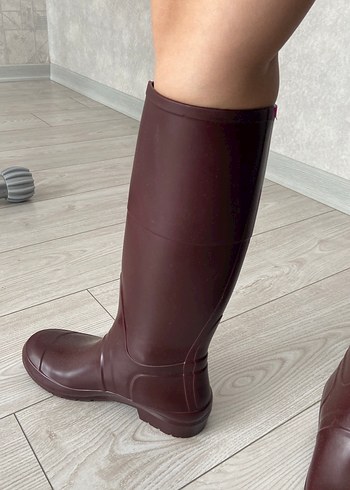 Bordo Kadın Dizüstü Lastik Çizme