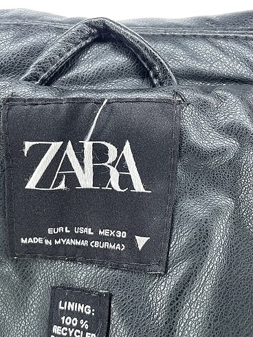 l Beden siyah Renk Zara Deri Ceket %70 İndirimli.