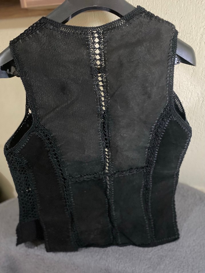 Siyah Süet Düğmeli Gotik Yelek - Görsel 2