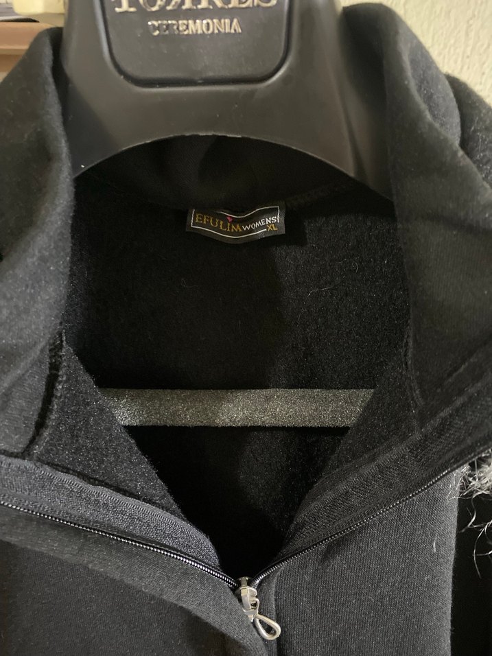 Siyah Uzun Peluş Kürklü  ceket - Görsel 3