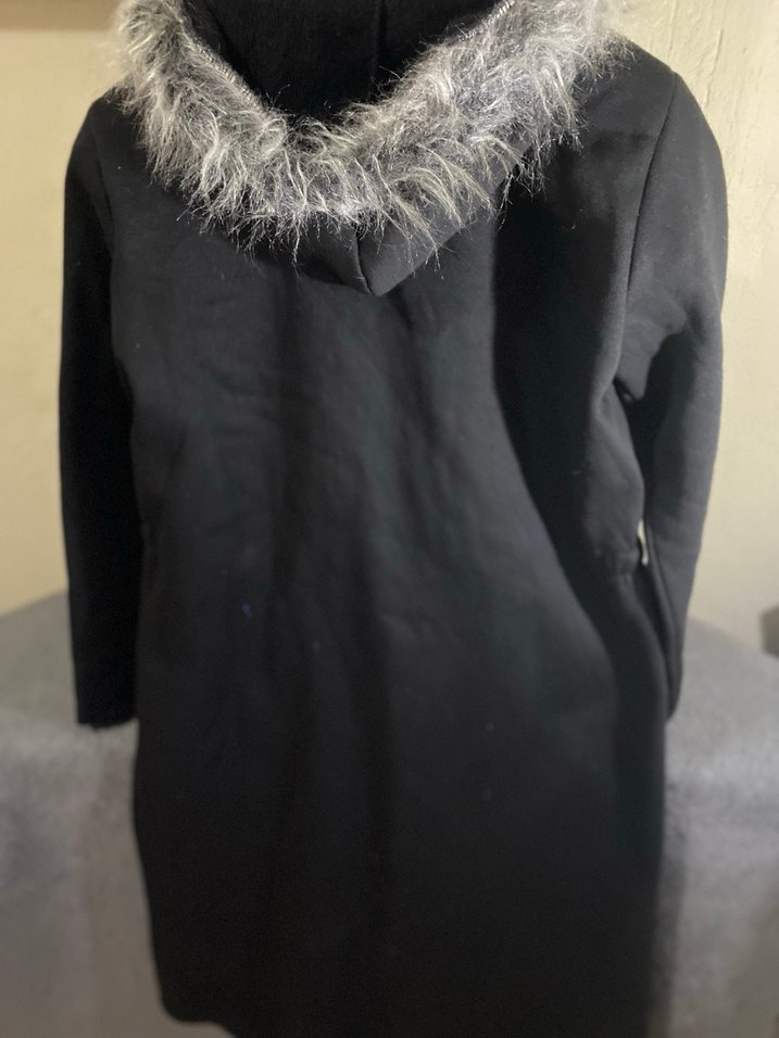 Siyah Uzun Peluş Kürklü  ceket - Görsel 2