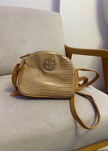 Bej Yılan Desenli Deri Kadın Çanta - Görsel 2