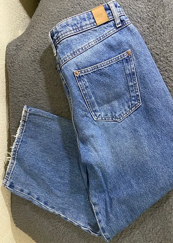 Kadın Bol Kesim Midi Boy Kot Pantolon - Görsel 2