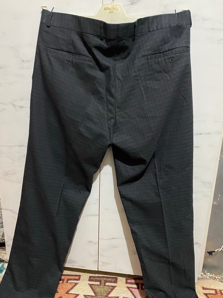 Siyah Regular Fit Kemerli Erkek Pantolon - Görsel 2