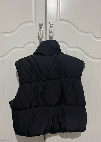 xs Beden Fermuarlı Siyah Kadın Crop Yelek