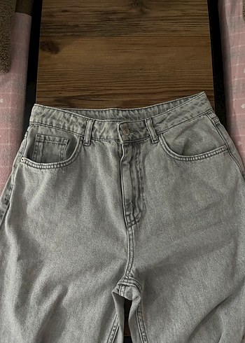 Gri Kadın mom jean Pantolon - Görsel 3