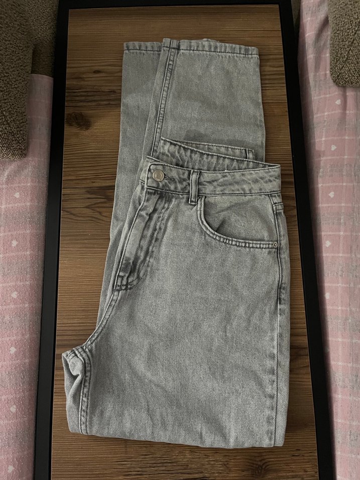 Gri Kadın mom jean Pantolon - Görsel 2