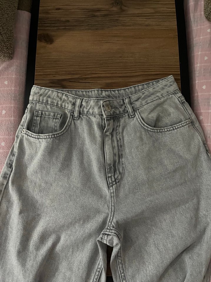 Gri Kadın mom jean Pantolon - Görsel 3