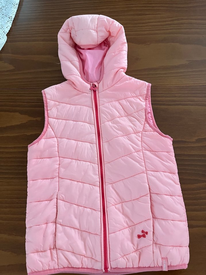 Kız Çocuk Pembe Kapüşonlu Fermuarlı Yelek - Görsel 3