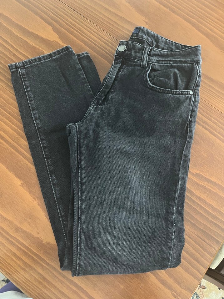 Siyah Düğmeli erkek Kot Pantolon - Görsel 2