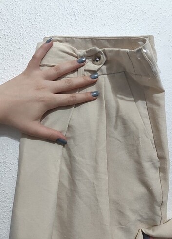 Krem kumaş pantolon 
