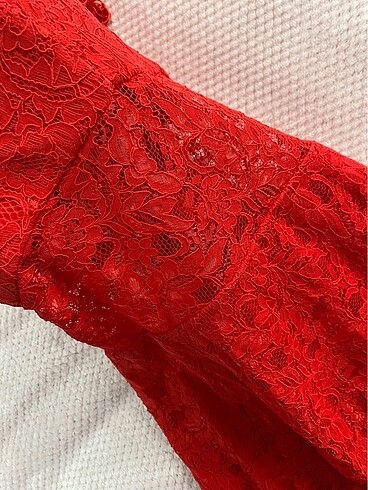Kırmızı güpür elbise - Görsel 5